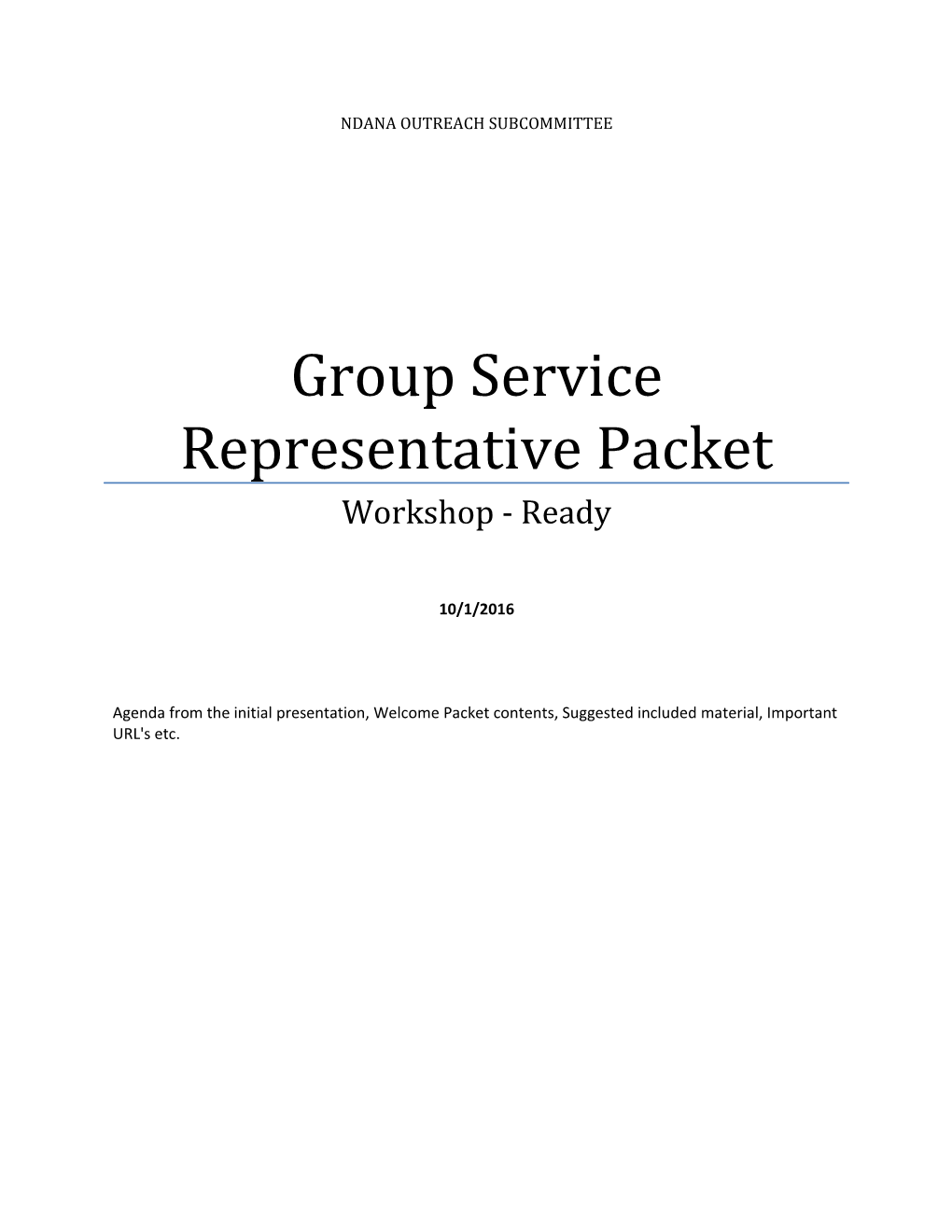 Group Service Representative Packet