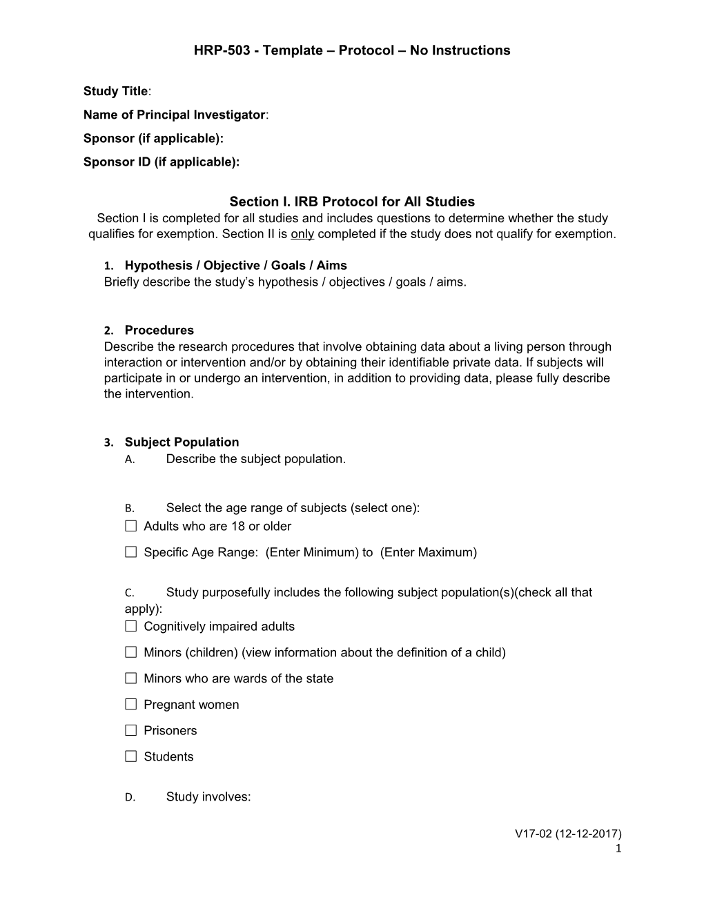 HRP-503 - Template Protocol No Instructions