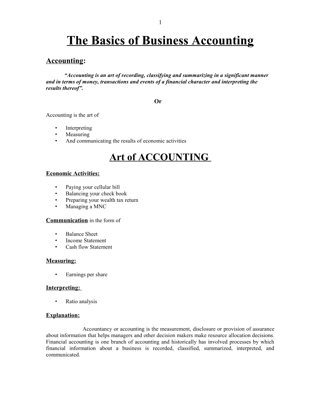 The Basics of Business Accounting