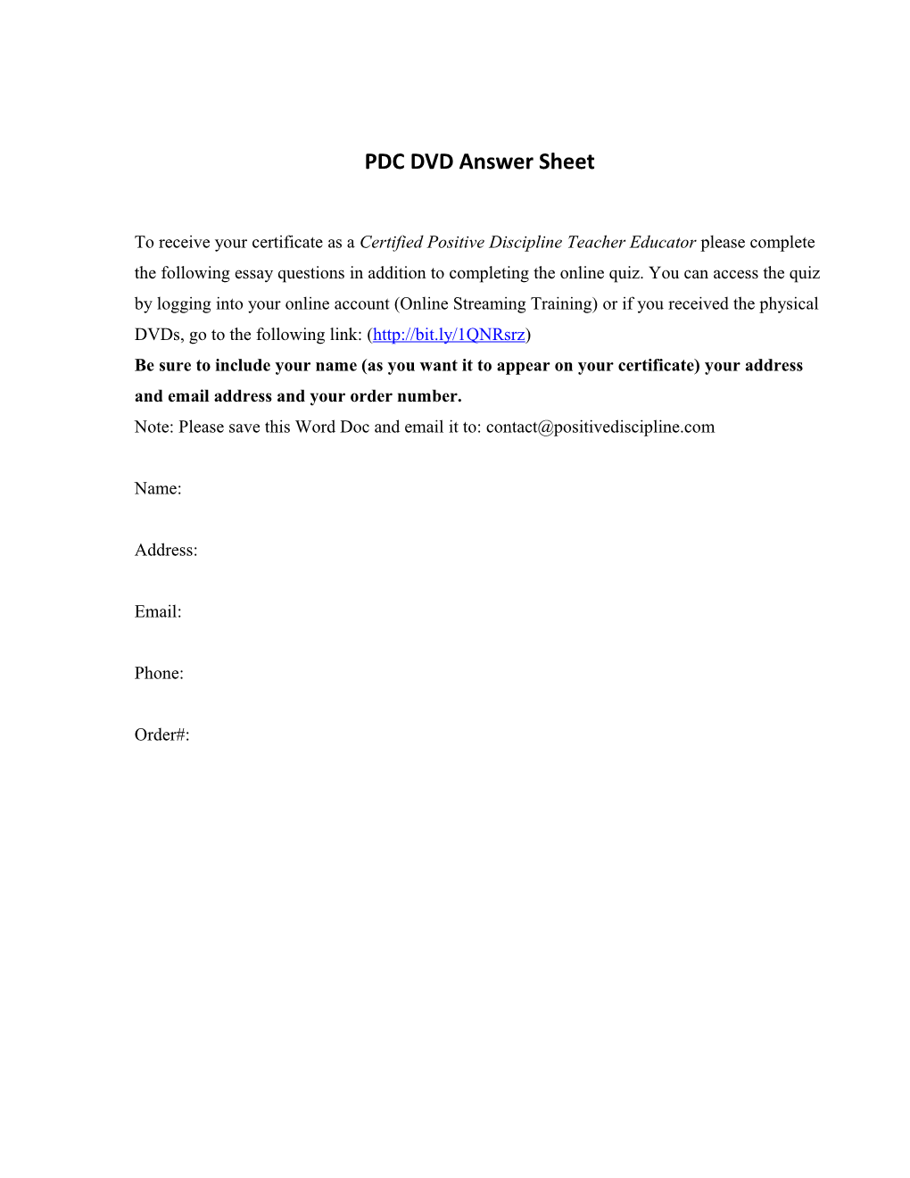 PDC DVD Answer Sheet
