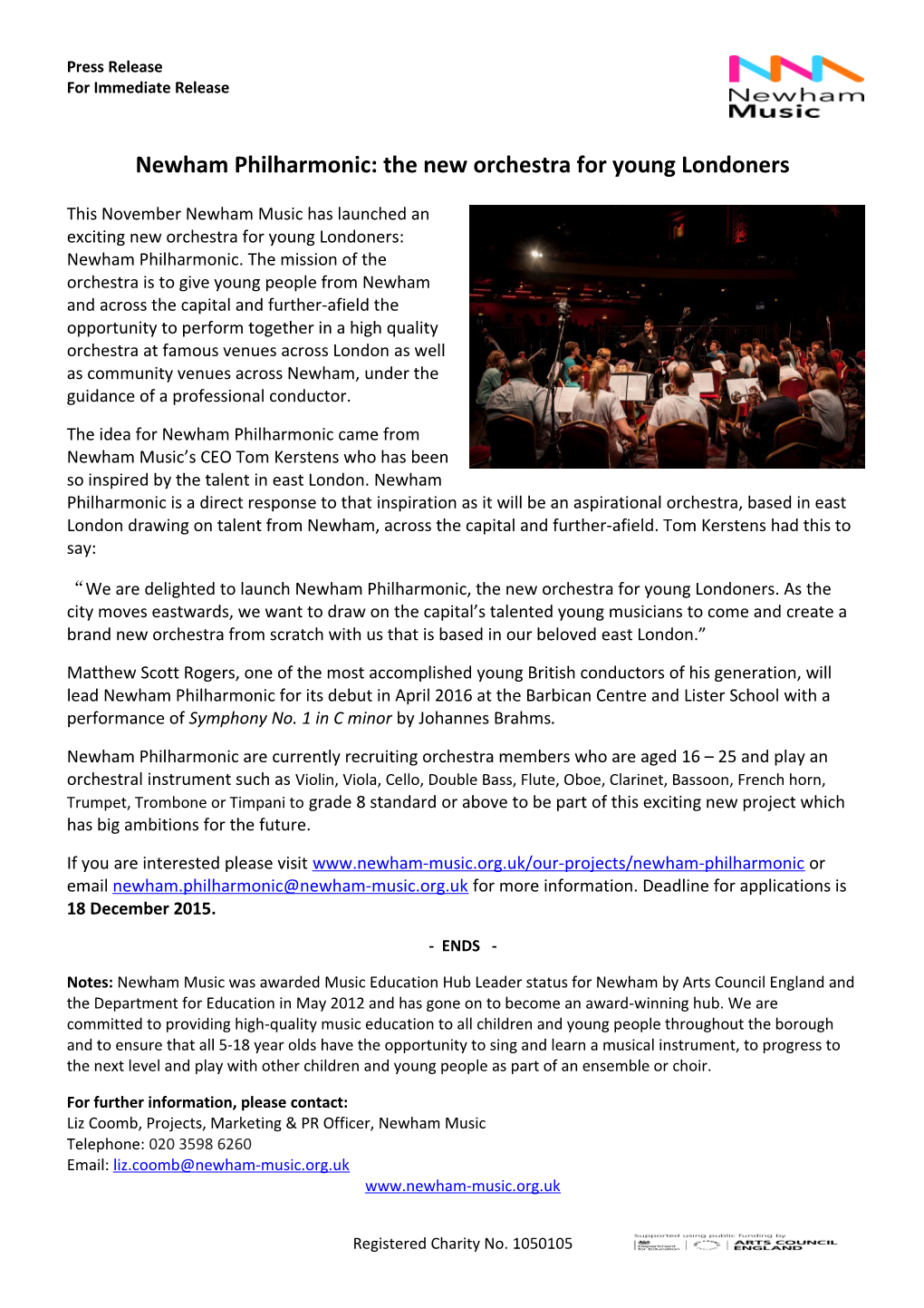 Newham Philharmonic: the New Orchestra for Young Londoners