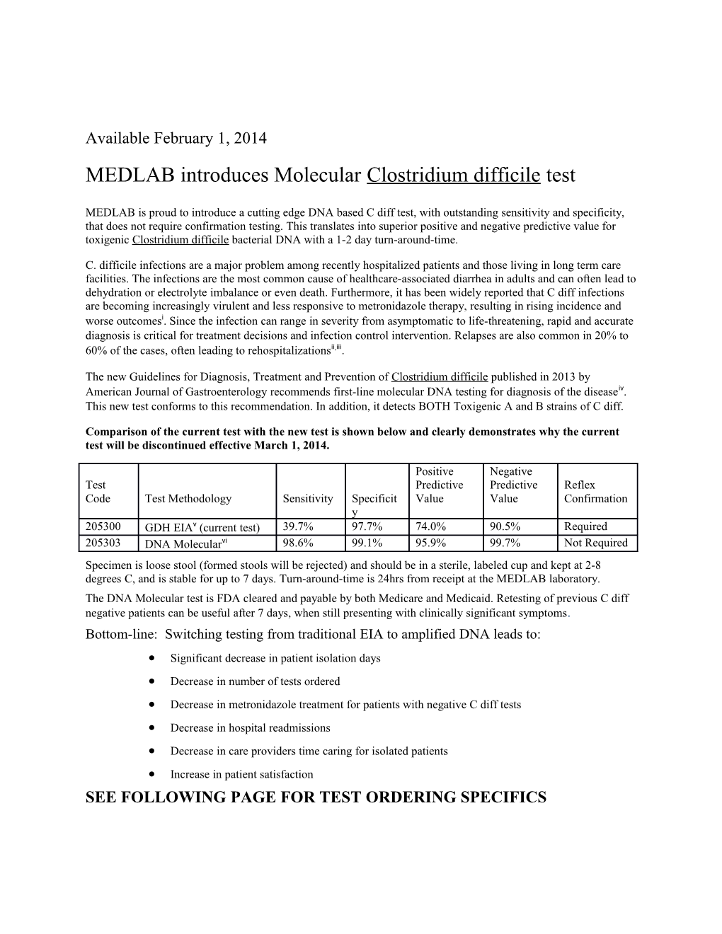 MEDLAB Introduces Molecular Clostridium Difficile Test