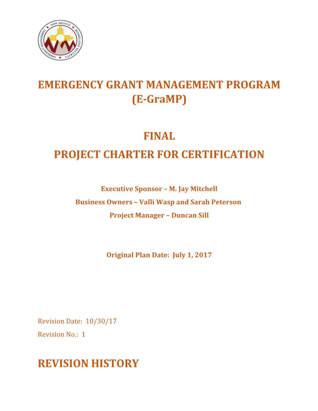 EMERGENCY GRANT MANAGEMENT PROGRAM (E-Gramp)