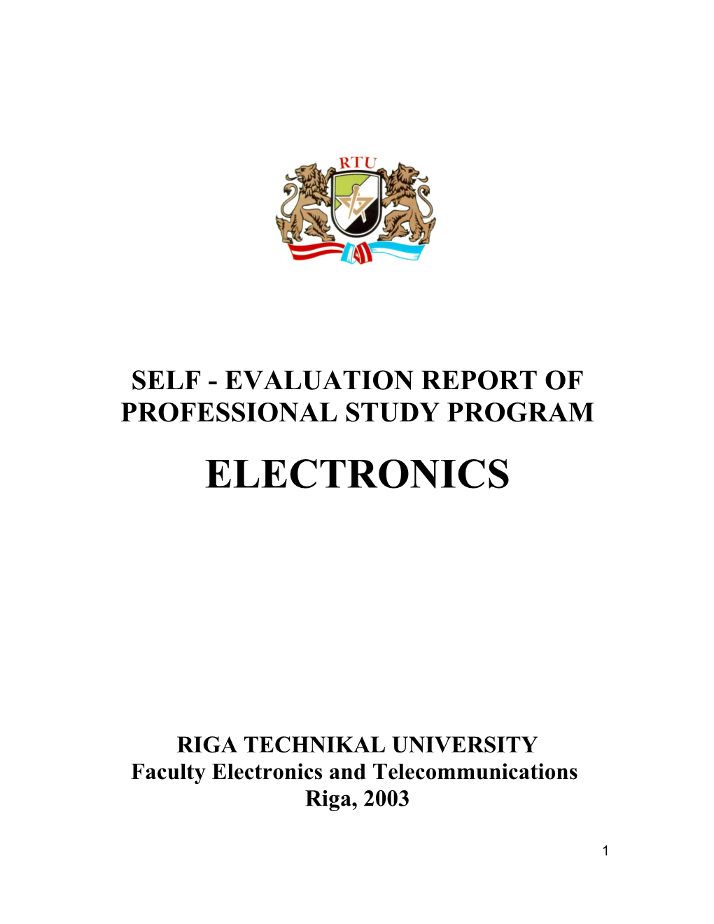 Self - Evaluation Report of Professional Study Program