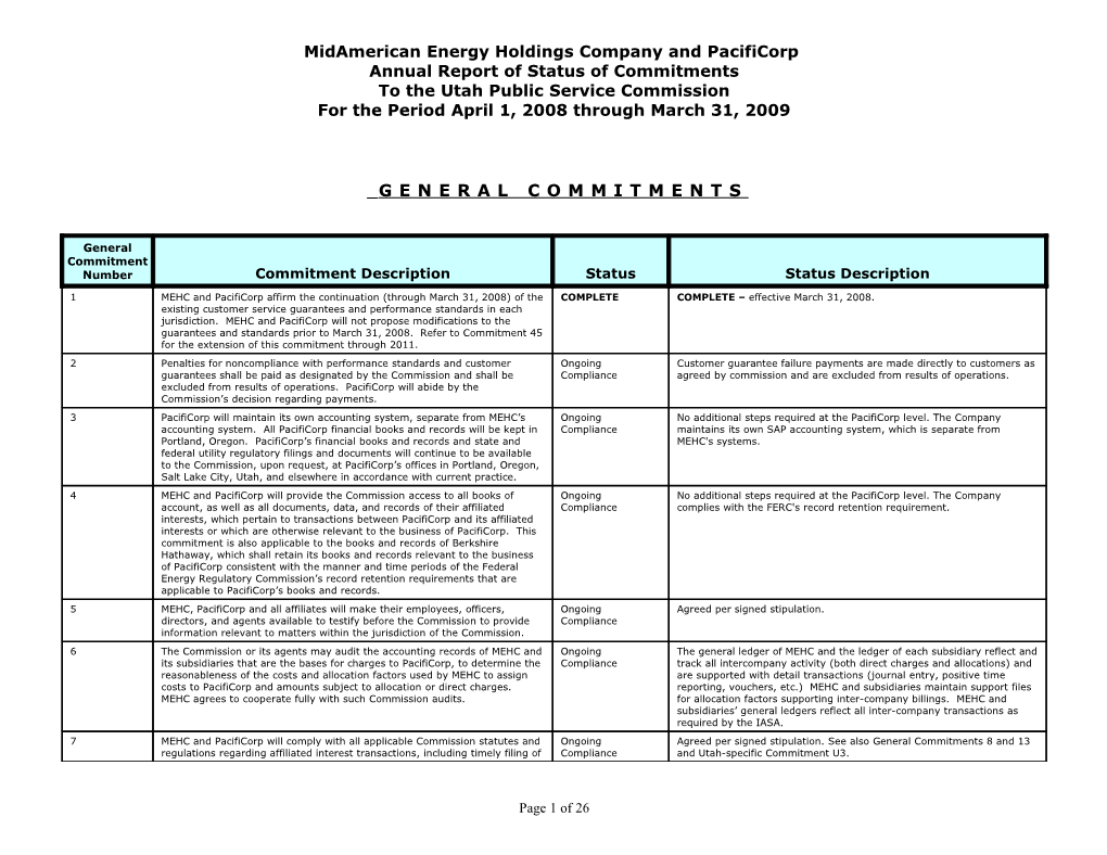 Midamerican Energy Holdings Company and Pacificorp