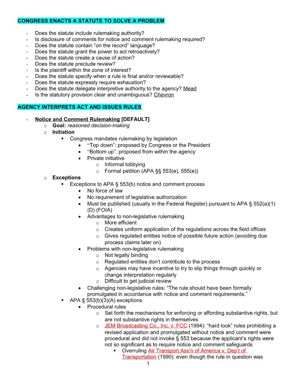 (1) Congress Enacts a Statute to Solve a Problem s1