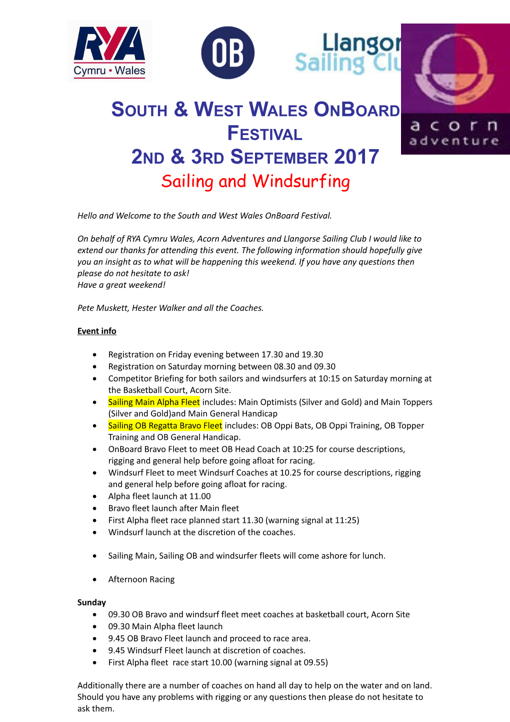 South & West Wales Onboard Festival