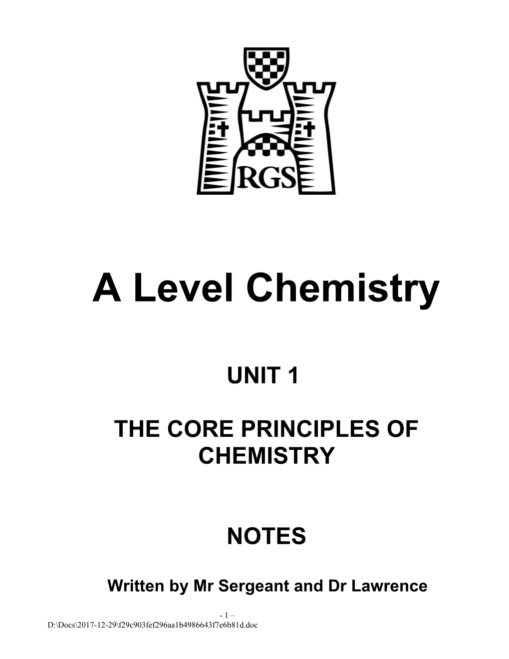 The Core Principles of Chemistry