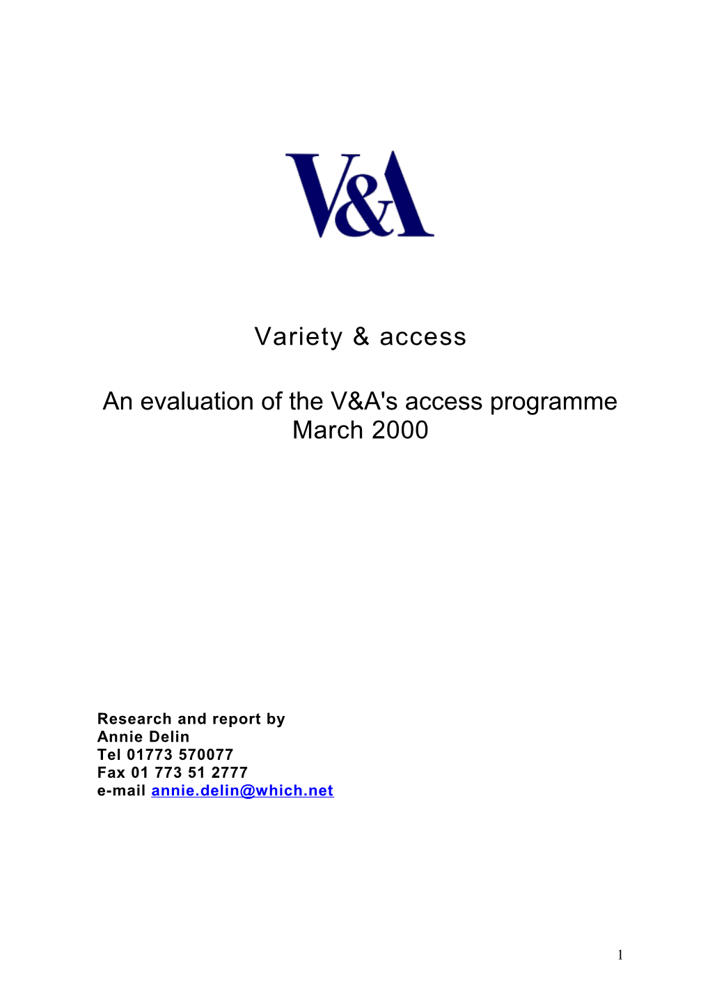 An Evaluation of the V&A's Access Programme