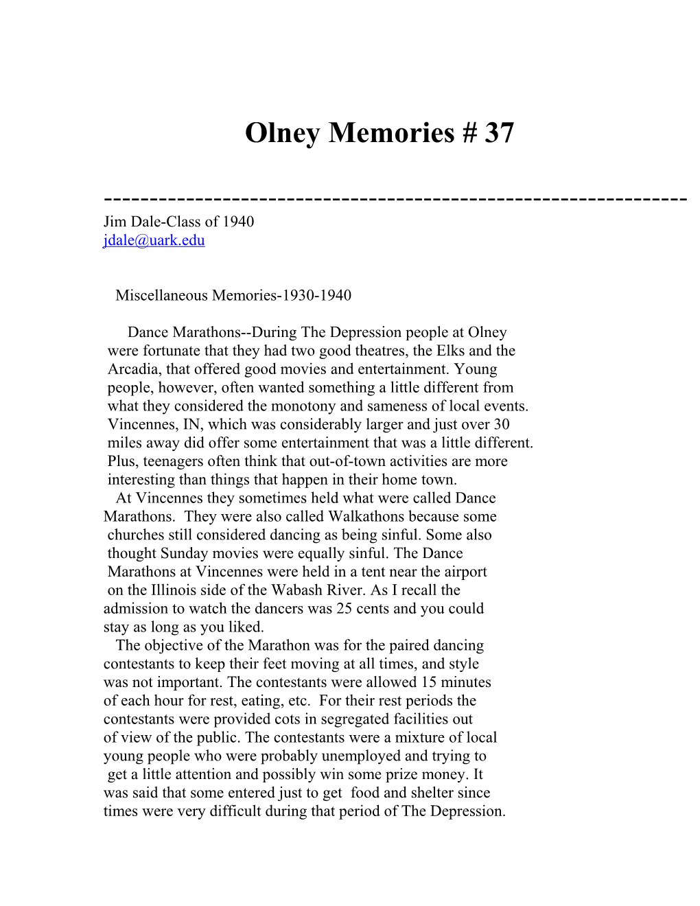 Olney Memories # 37
