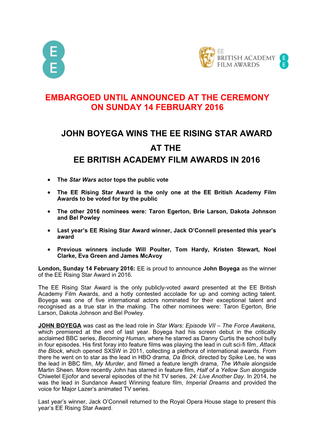 John Boyega Wins the Ee Rising Star Award at The