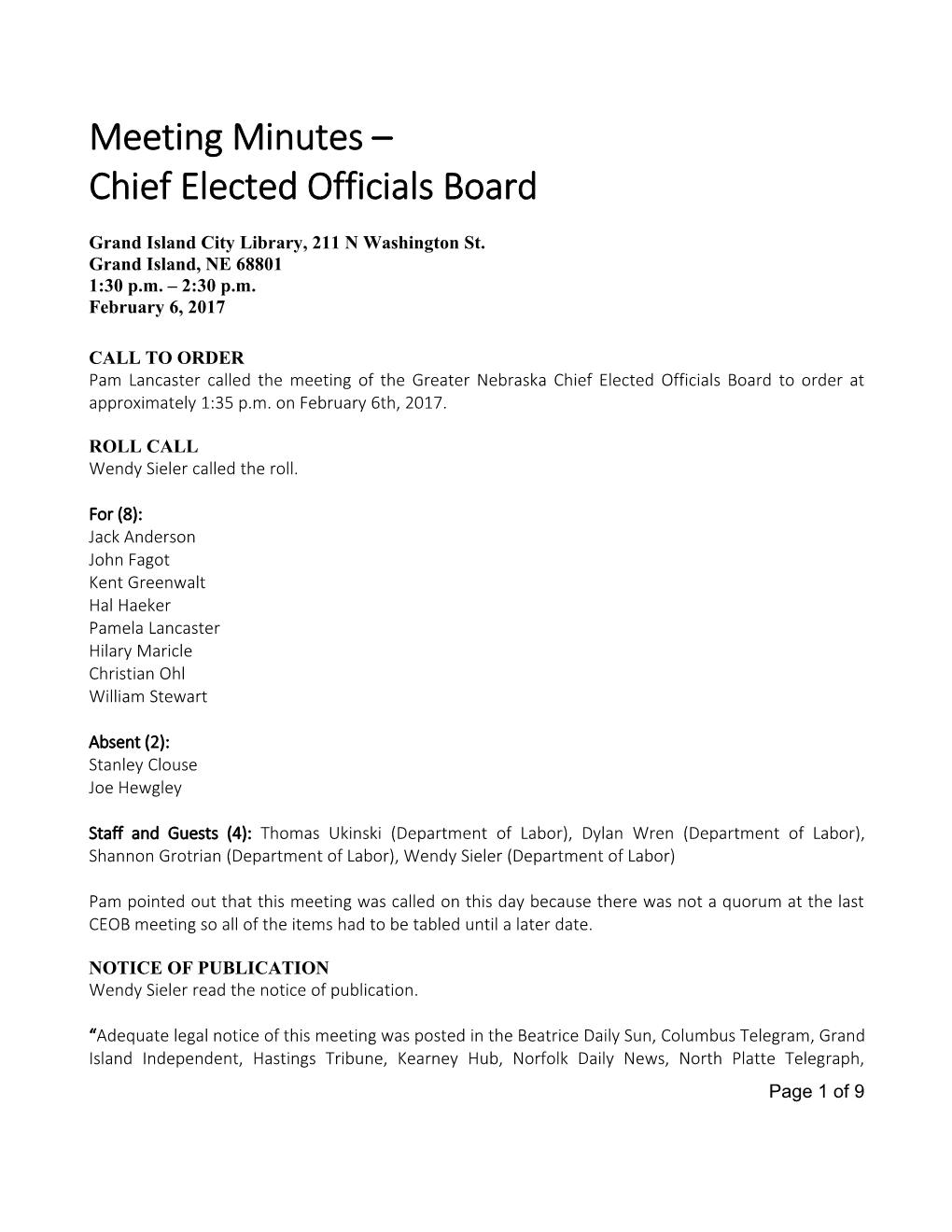 Chief Elected Officials Board