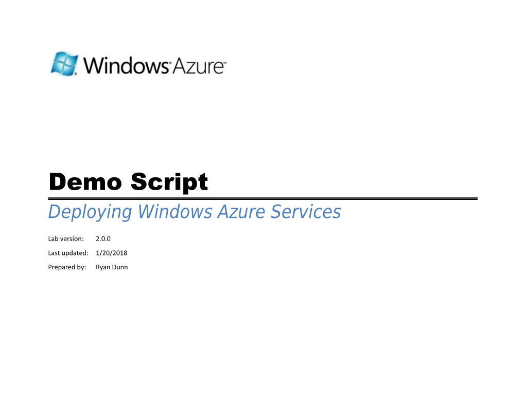 Deploying Windows Azure Services