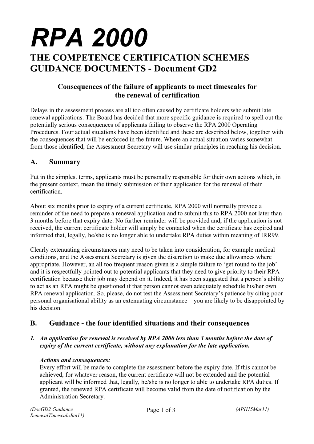 RPA 2000 Guidance Document No