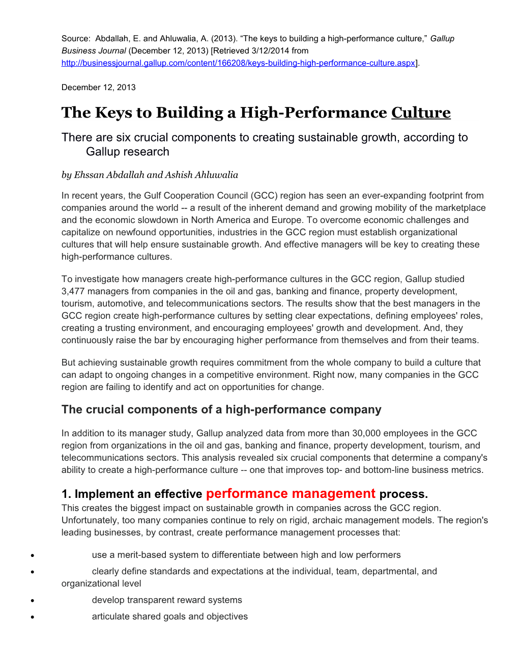 The Keys to Building a High-Performance Culture
