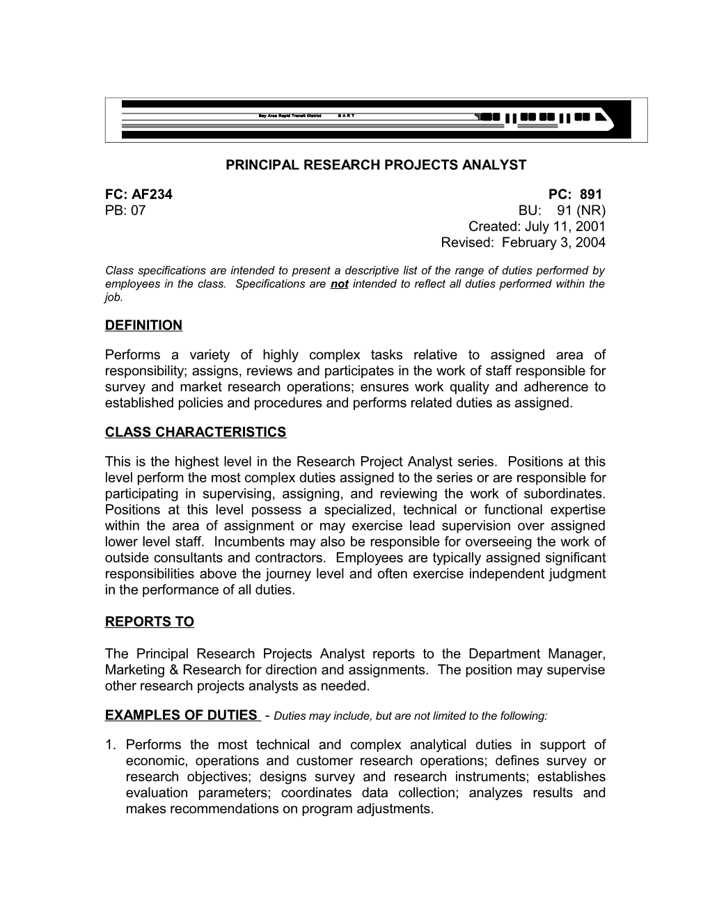 Principal Research Projects Analyst