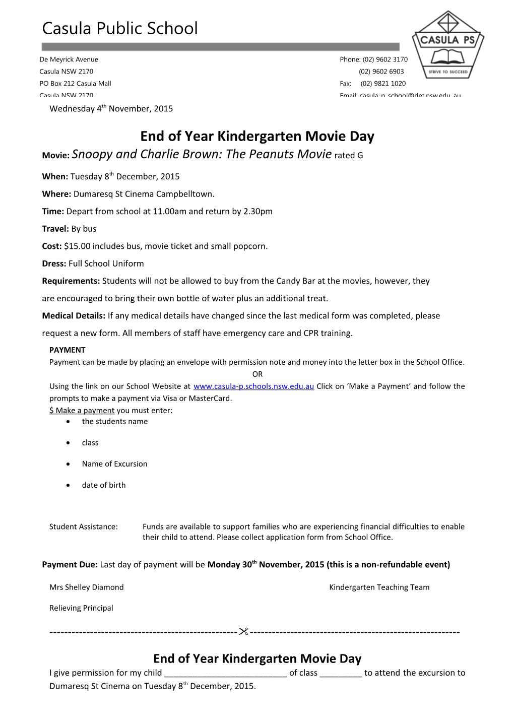 End of Year Kindergarten Movie Day