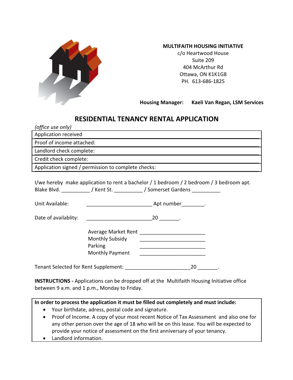 Residential Tenancy Rental Application