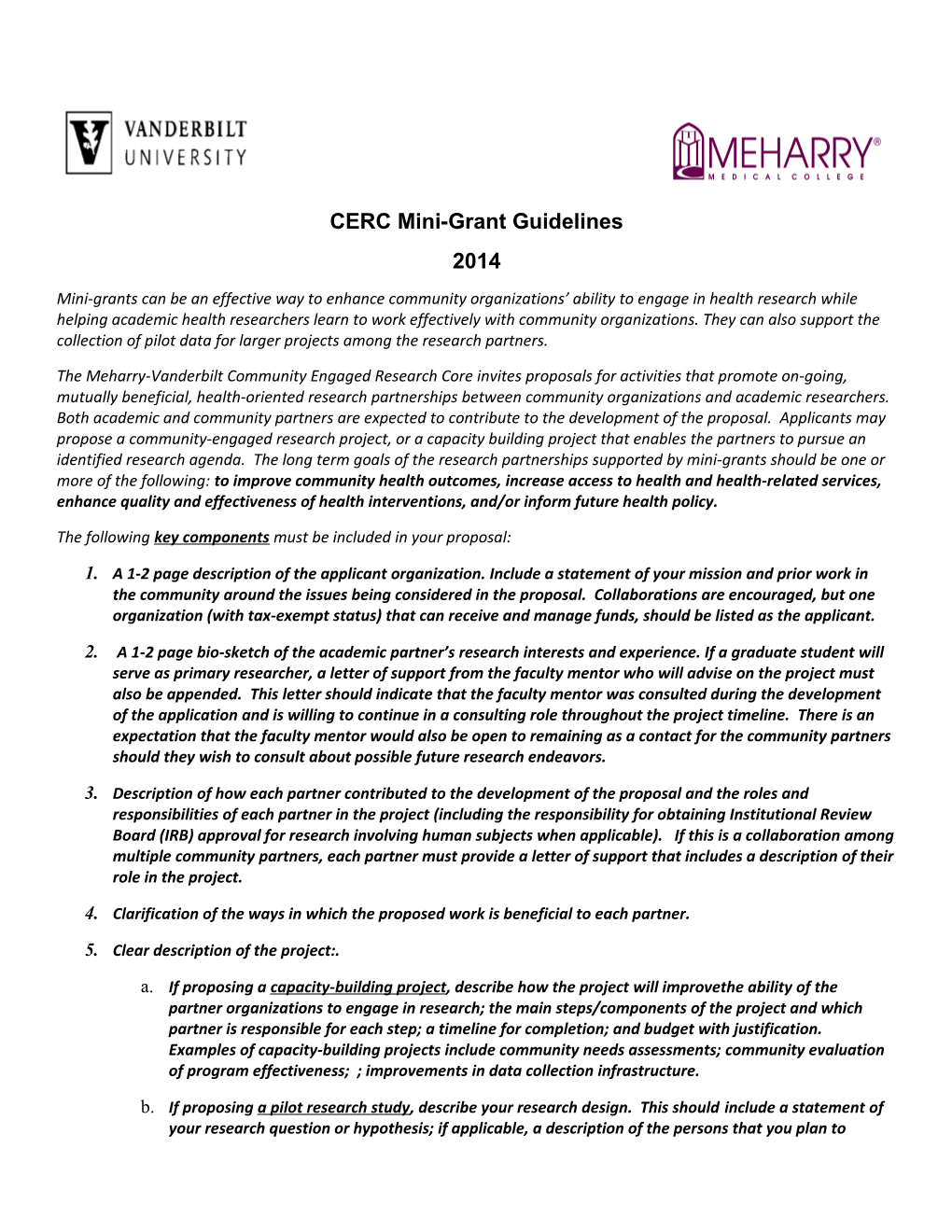 CERC Mini-Grant Guidelines