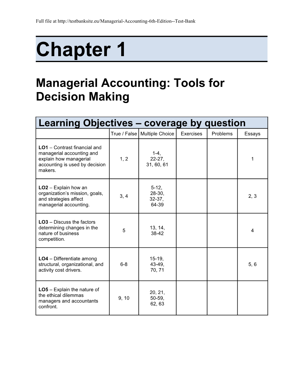 Managerial Accounting: Tools for Decision Making
