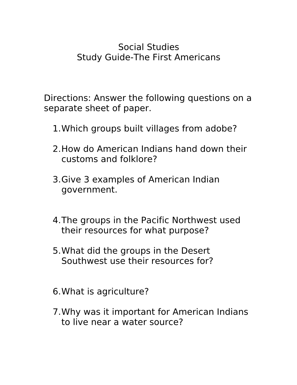 Study Guide-The First Americans