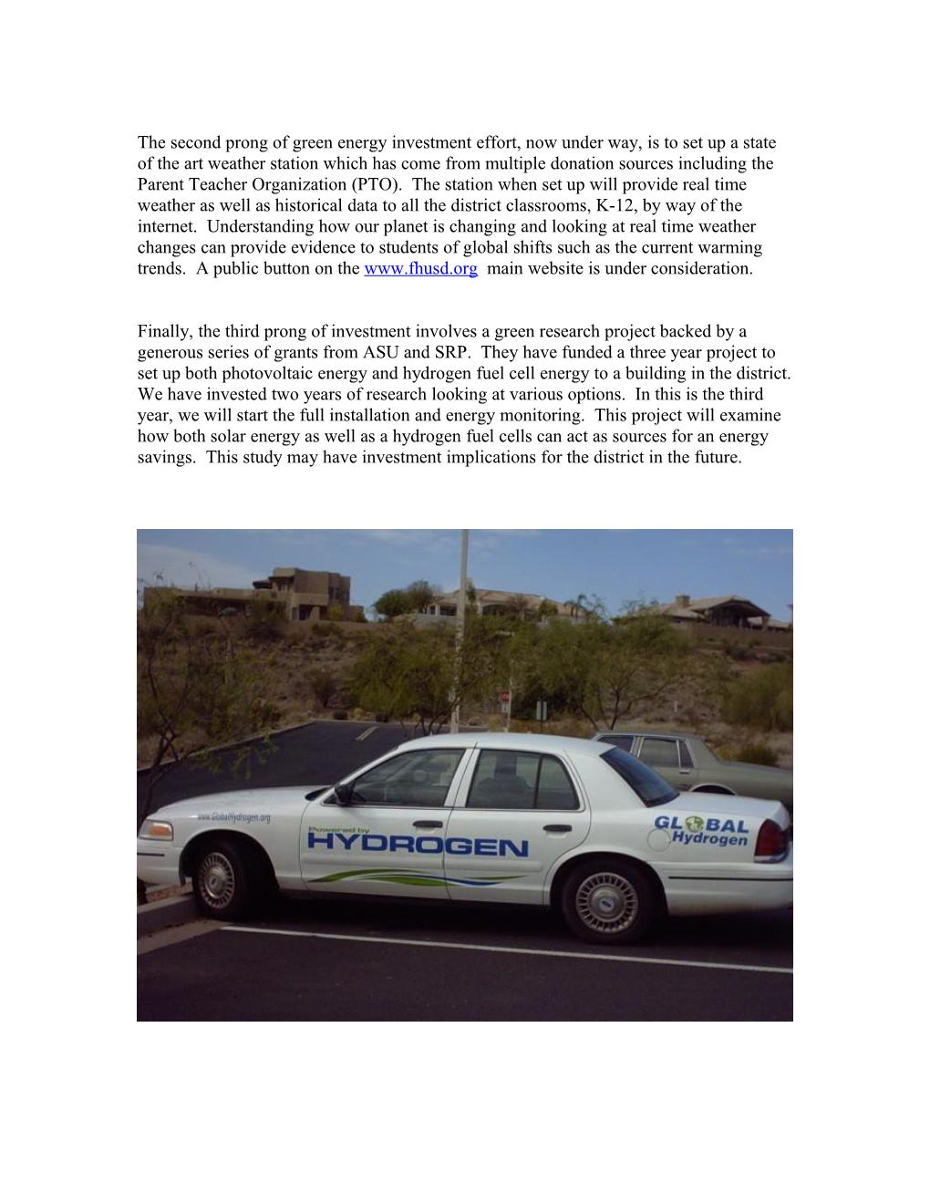 Fountain Hills Purchases a Hydrogen Fuel Research Car