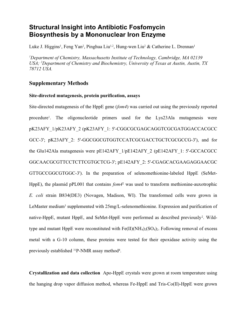 Table 1: Data and Refinement Statistics