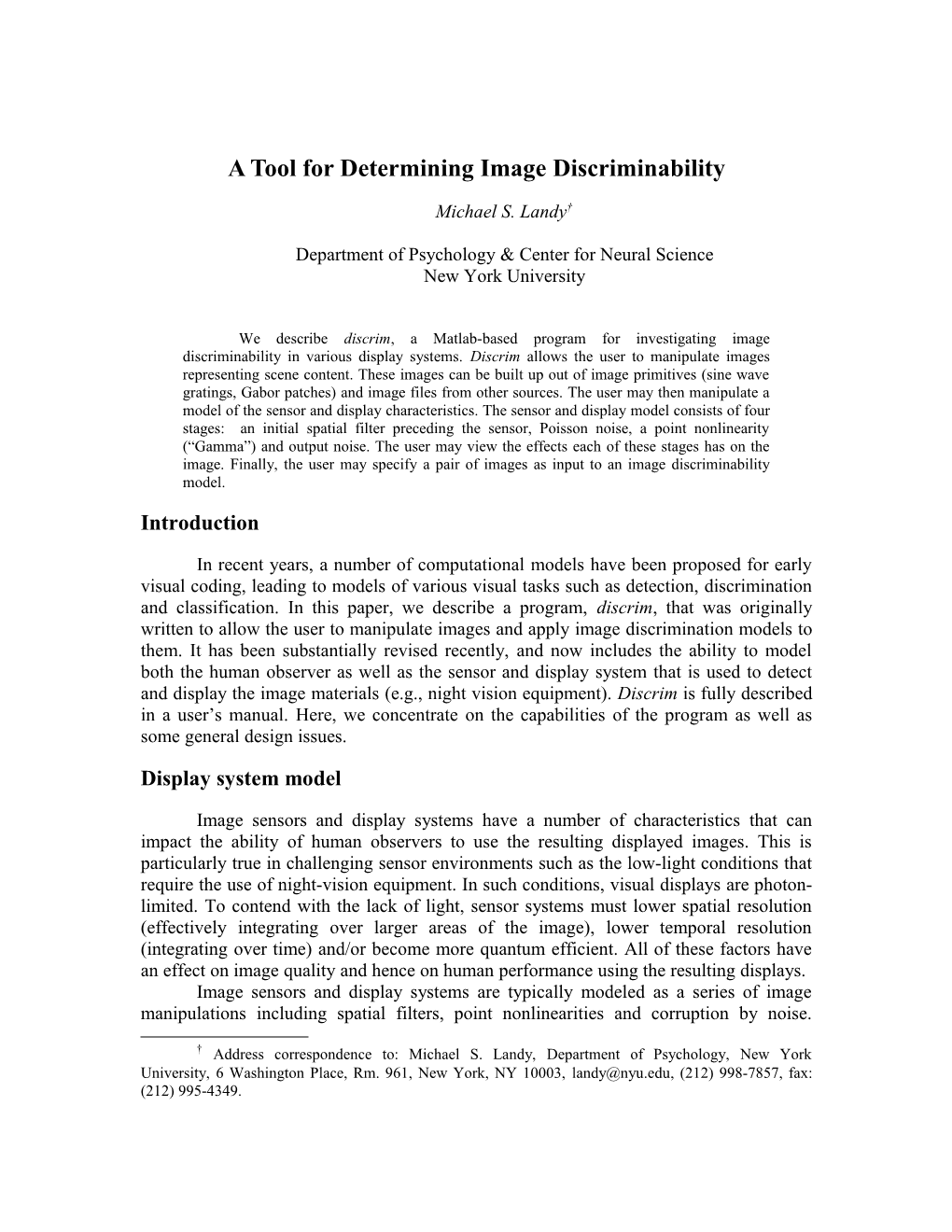 A Tool for Determining Image Discriminability