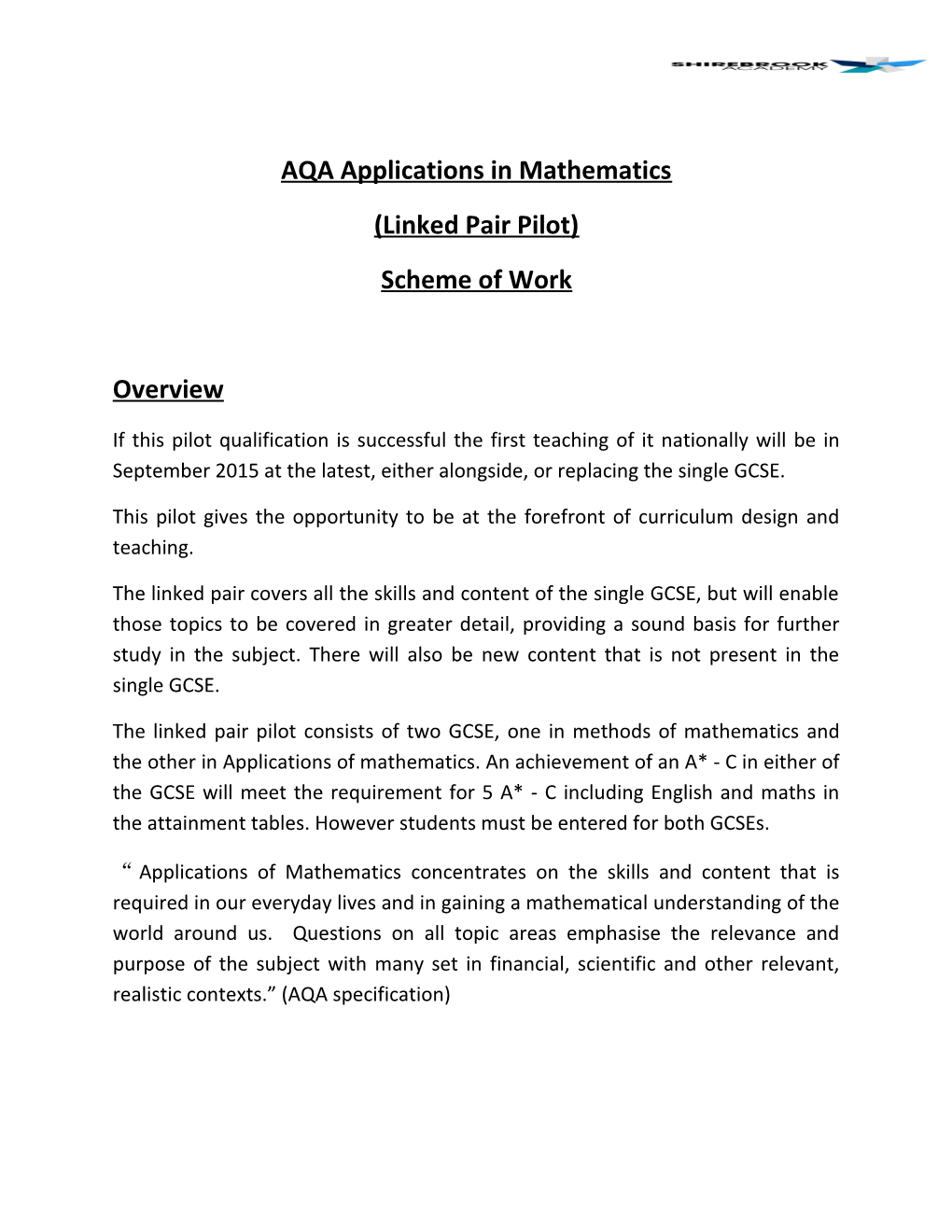 AQA Applications in Mathematics