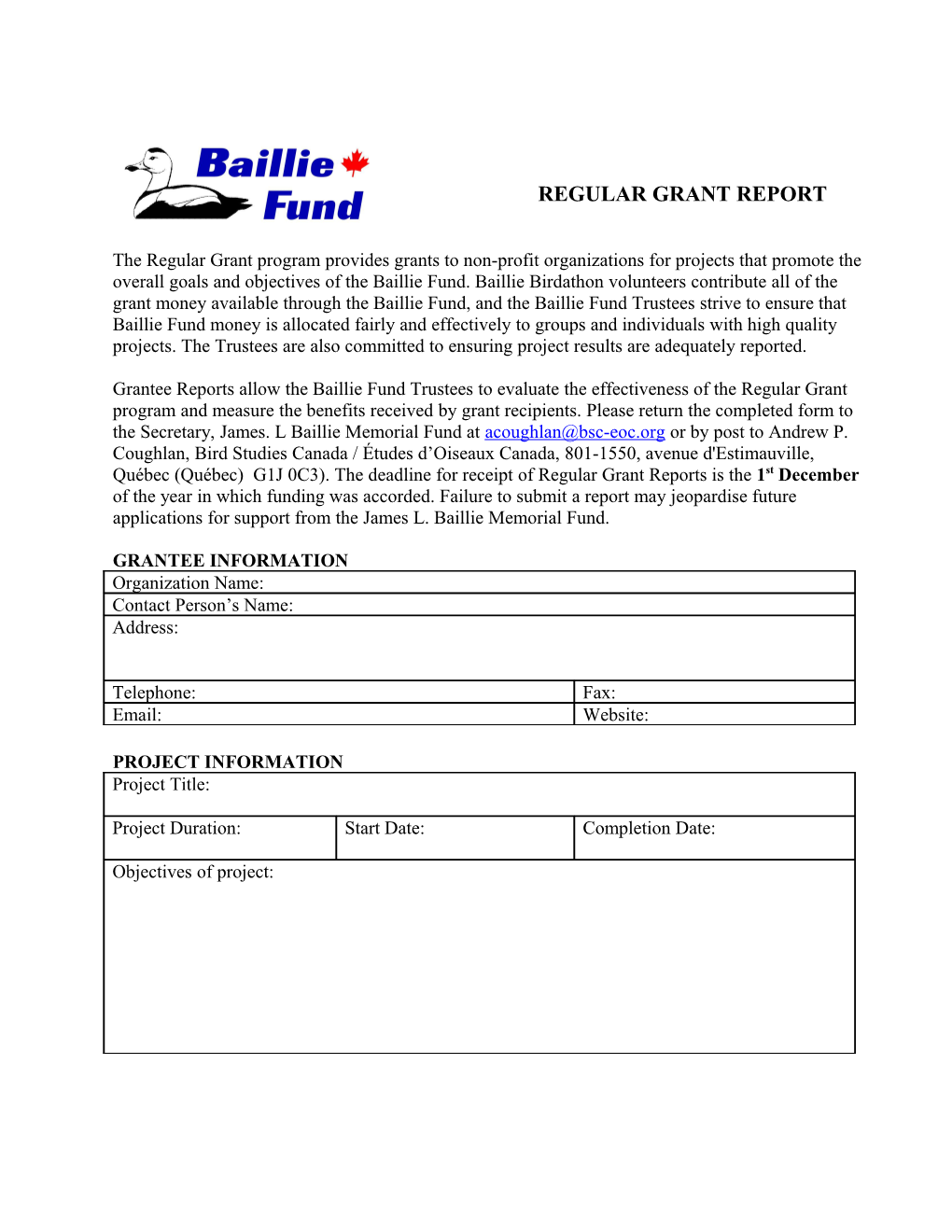 James L. Baillie Memorial Fund