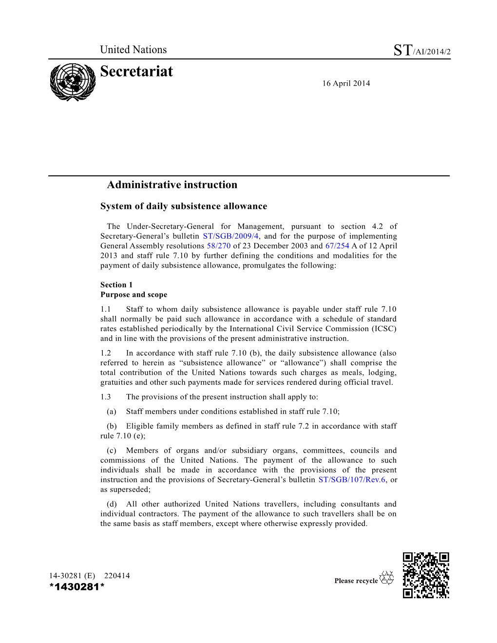 System of Daily Subsistence Allowance