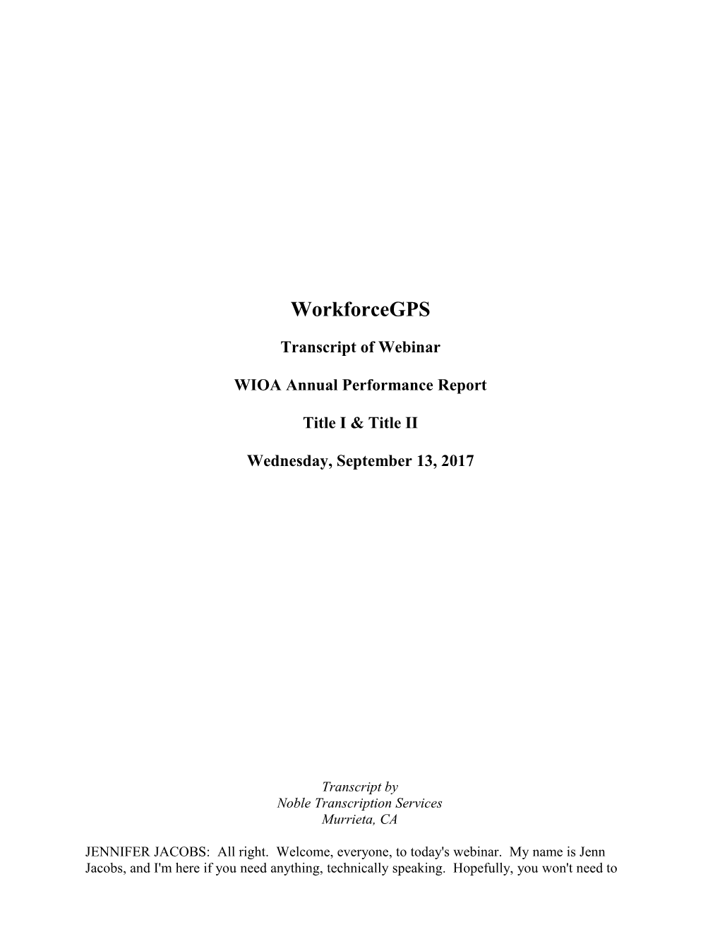 WIOA Annual Performance Report