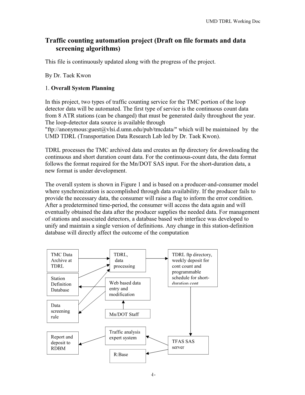 Definition of Two Types of Data and Formats for the TMC Contributed Data