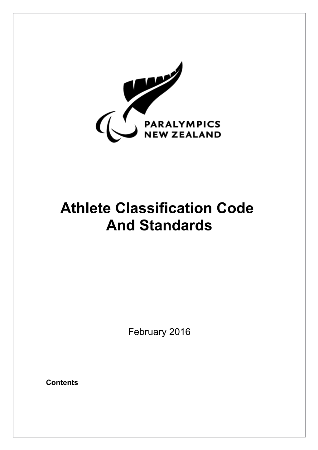 Athlete Classification Code