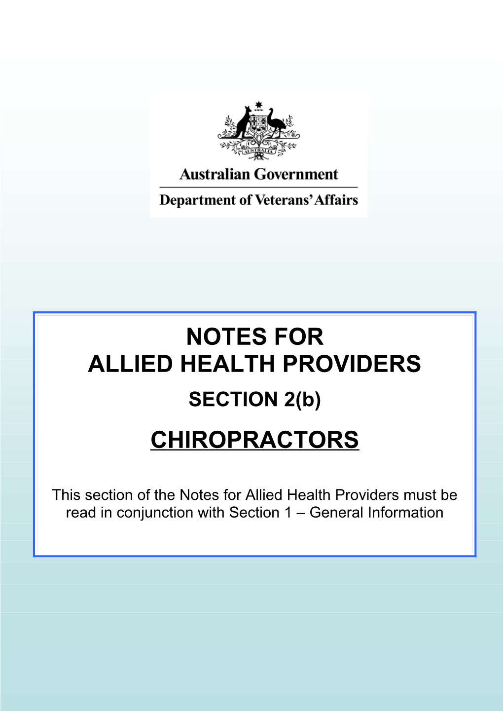 Notes for Allied Health Providers, Section 2B