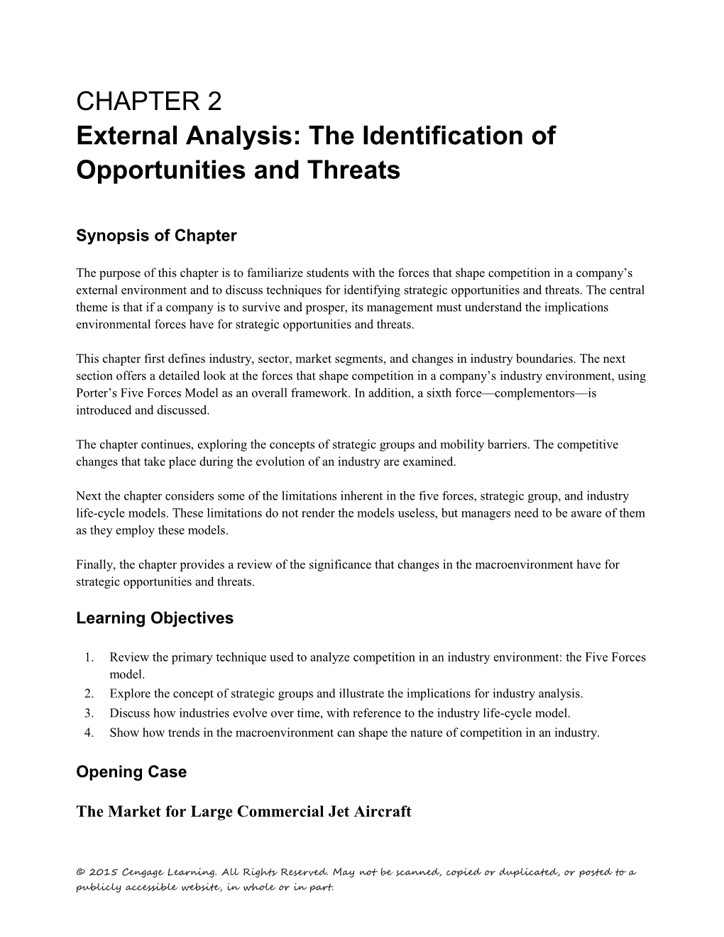 External Analysis: the Identification of Opportunities and Threats