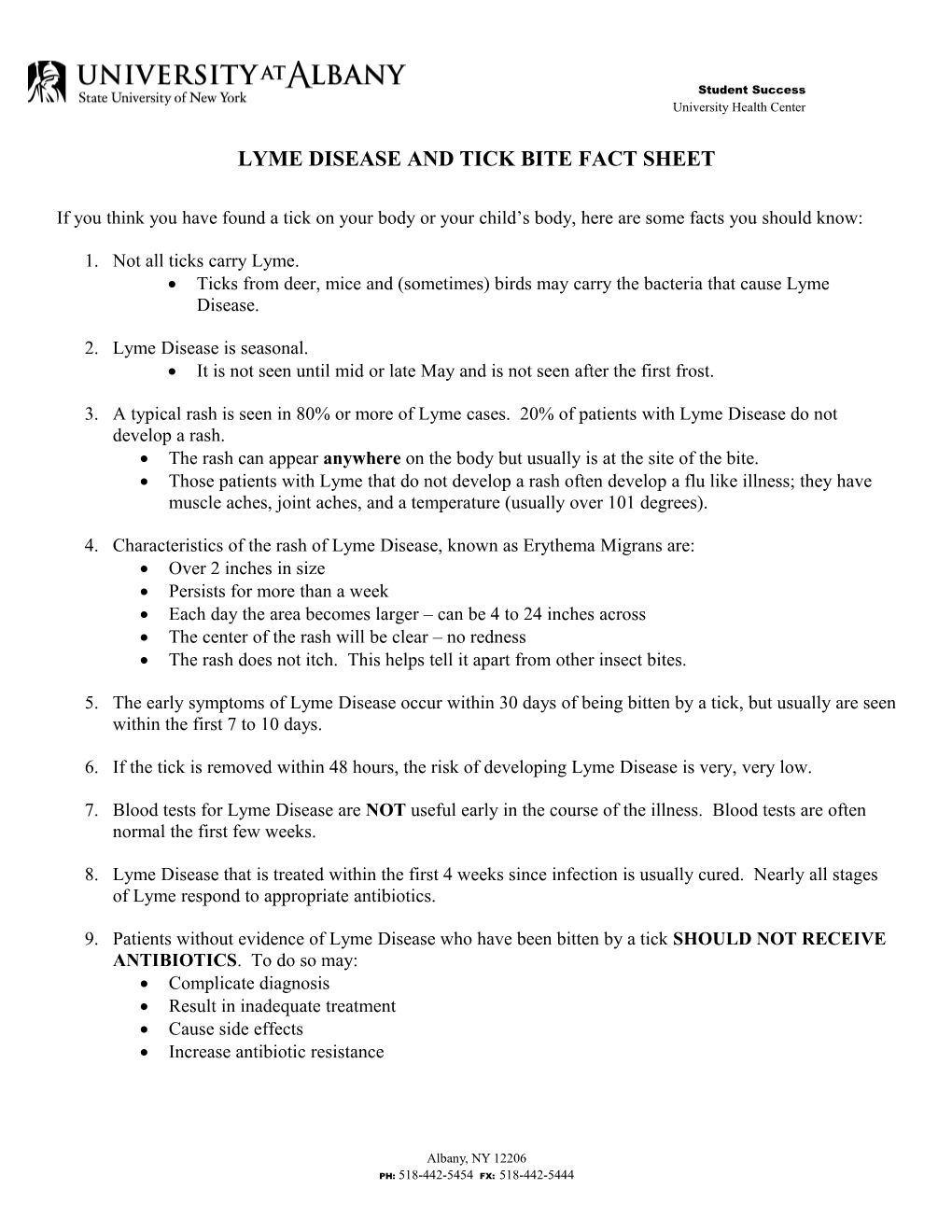 Lyme Disease and Tick Bite Fact Sheet