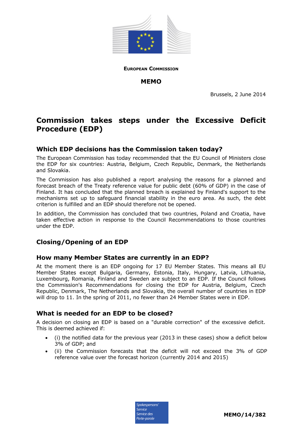 Commission Takes Steps Under the Excessive Deficit Procedure (EDP)