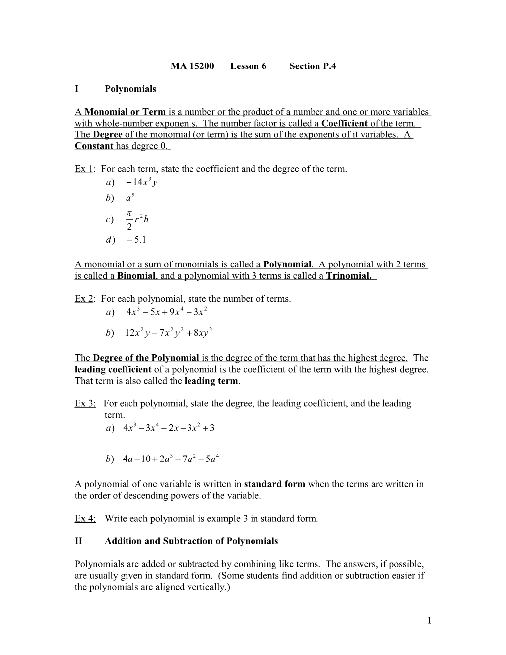MA 15200 Lesson 6 Section P.4