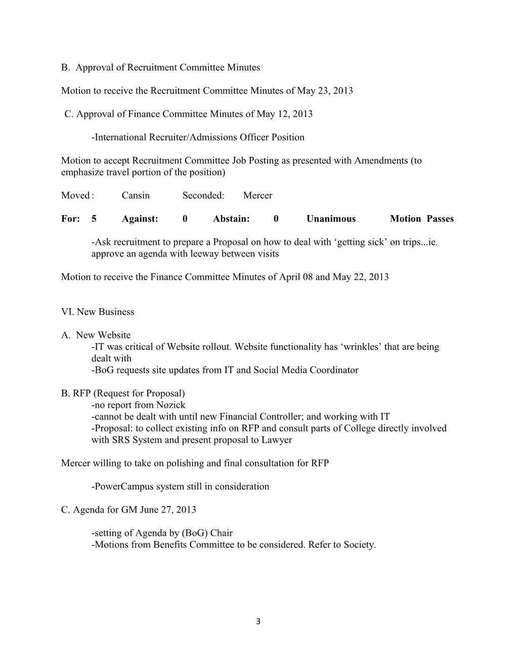 Draft Minutes of the Board of Governors - June 20, 2013