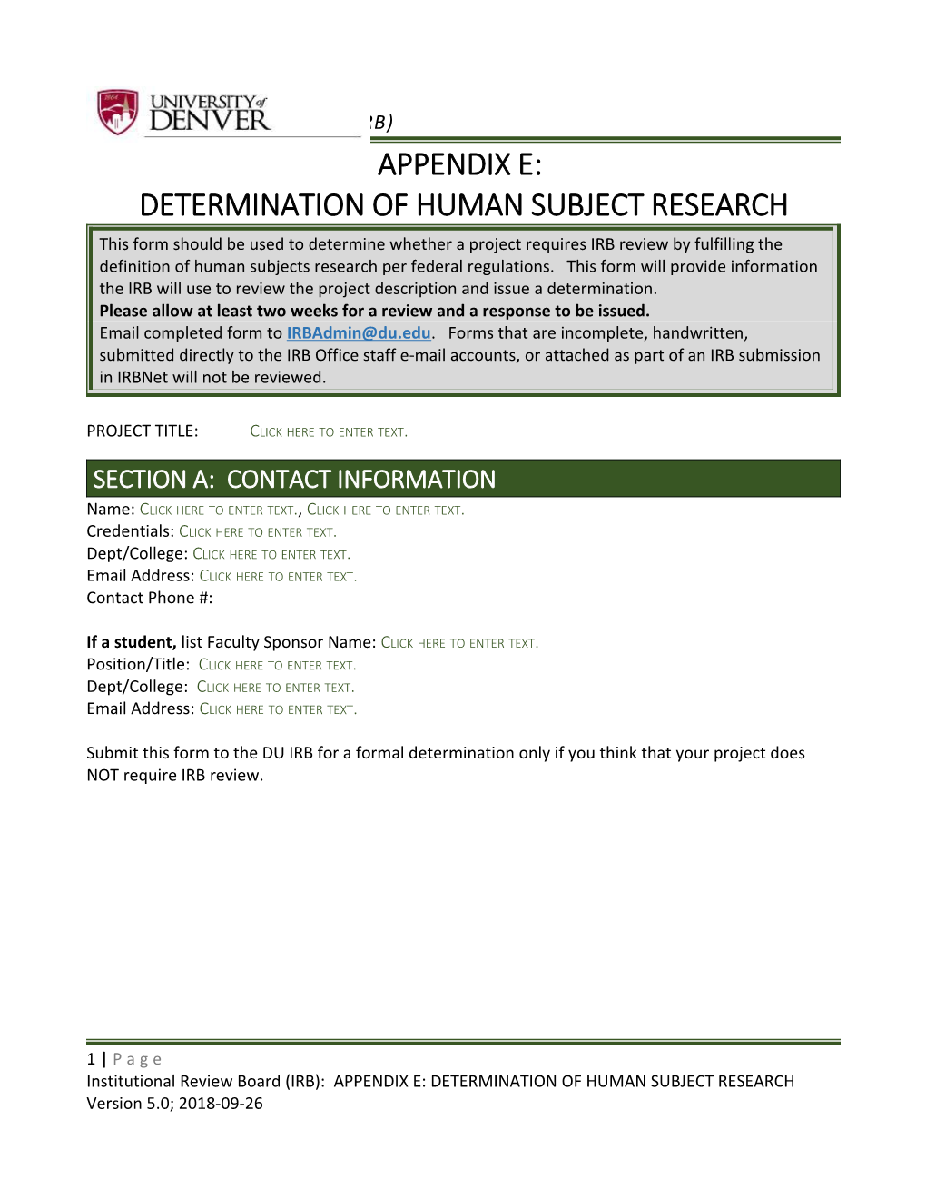 Determination of Human Subject Research