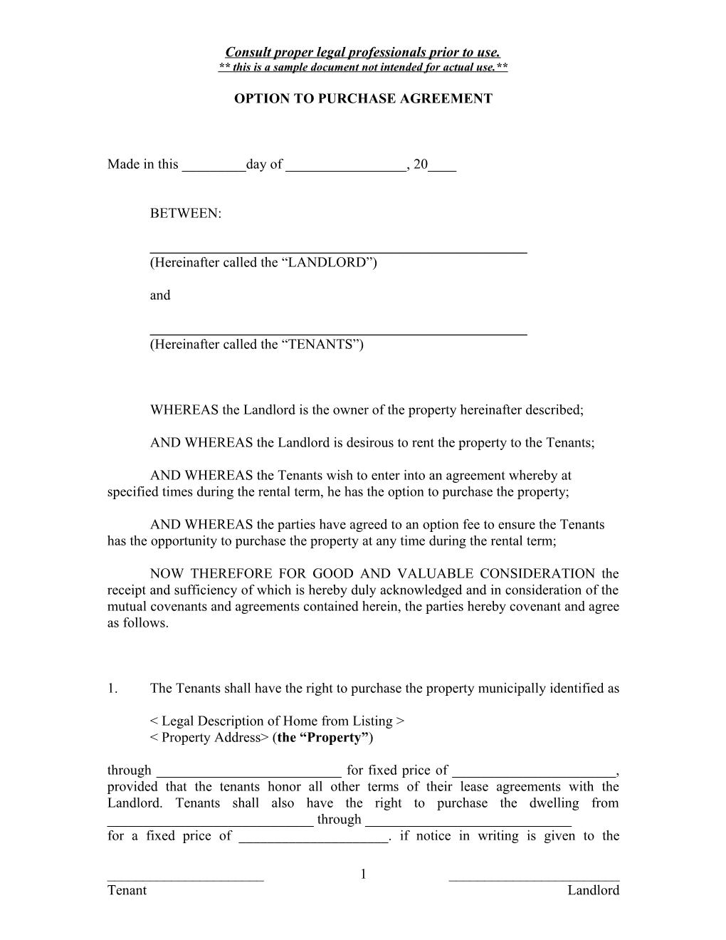Option to Purchase Agreement