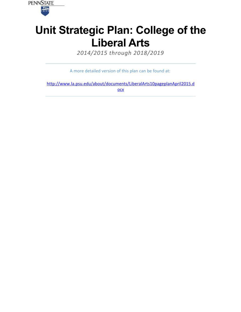 Penn State College of the Liberal Arts Strategic Plan