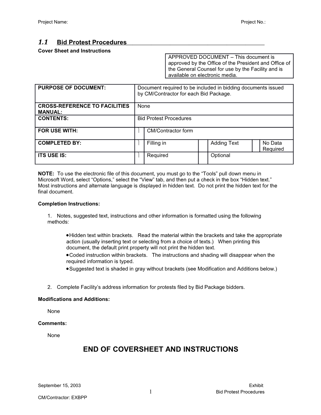 CM at Risk Documents