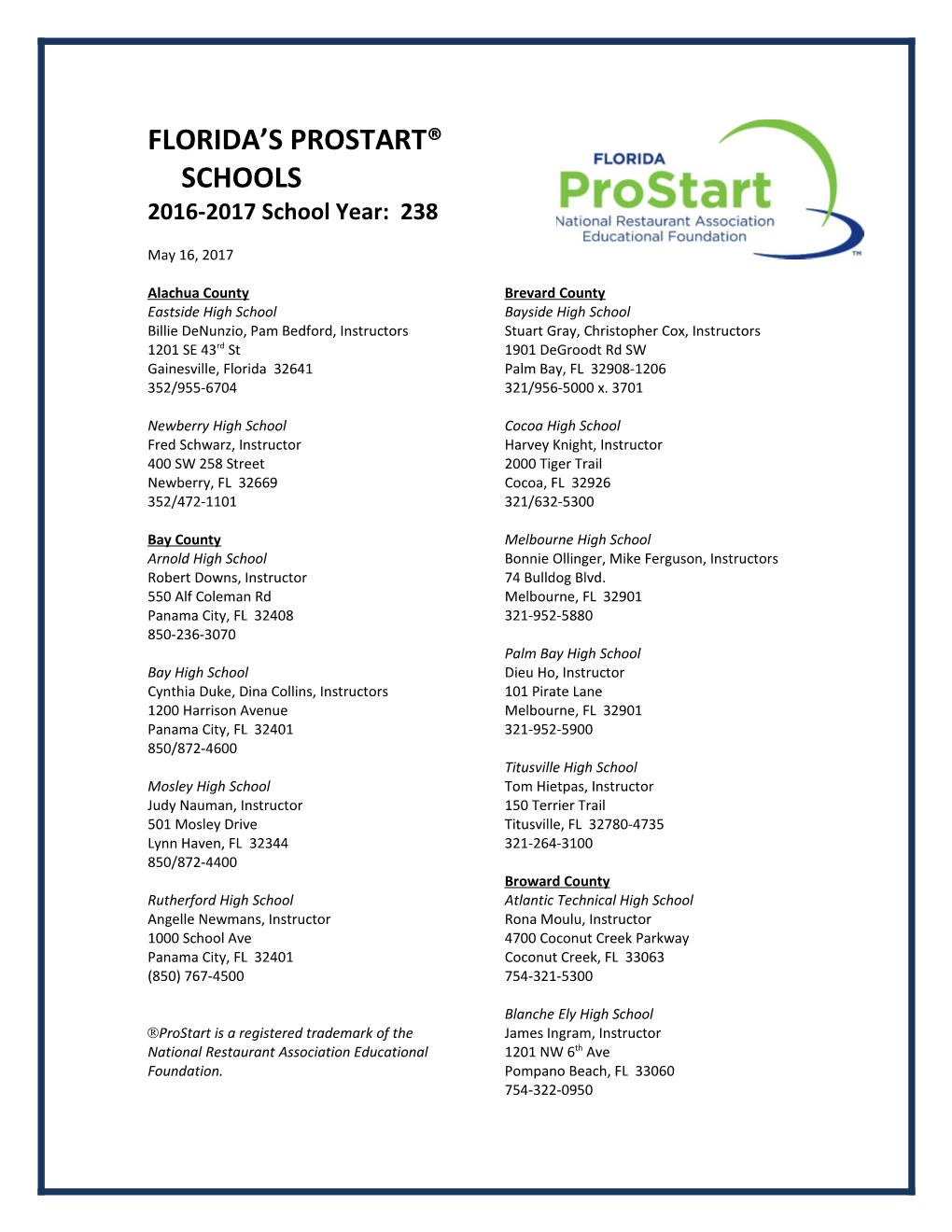 Florida S Prostart Schools s2