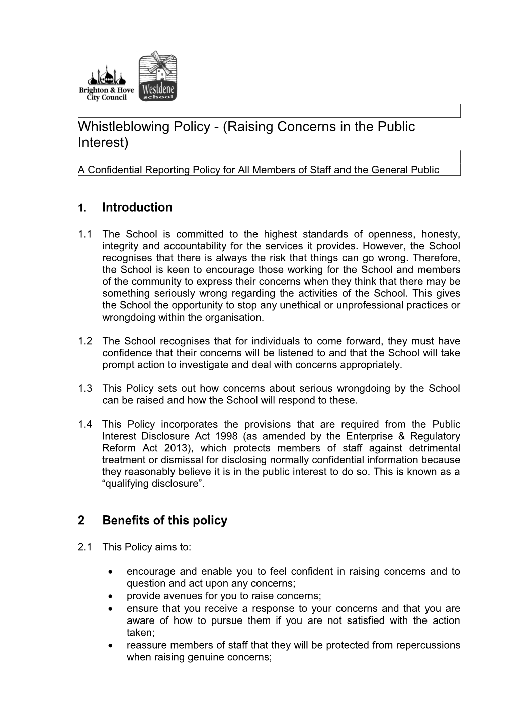 Model Whistleblowing Policy for Schools s1