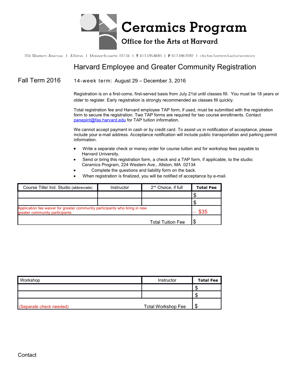 Harvard Employee and Greater Community Registration