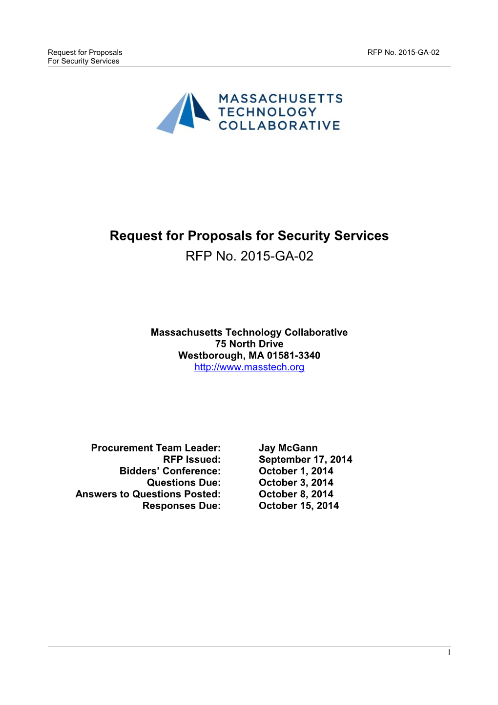 Request for Proposals for Security Services