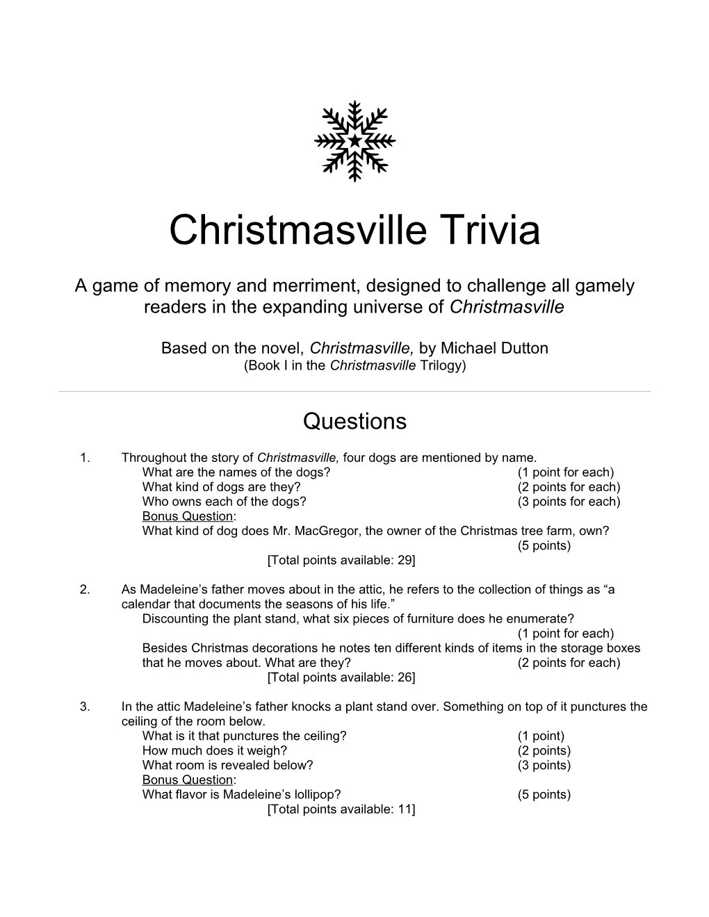 Christmasville Trivia