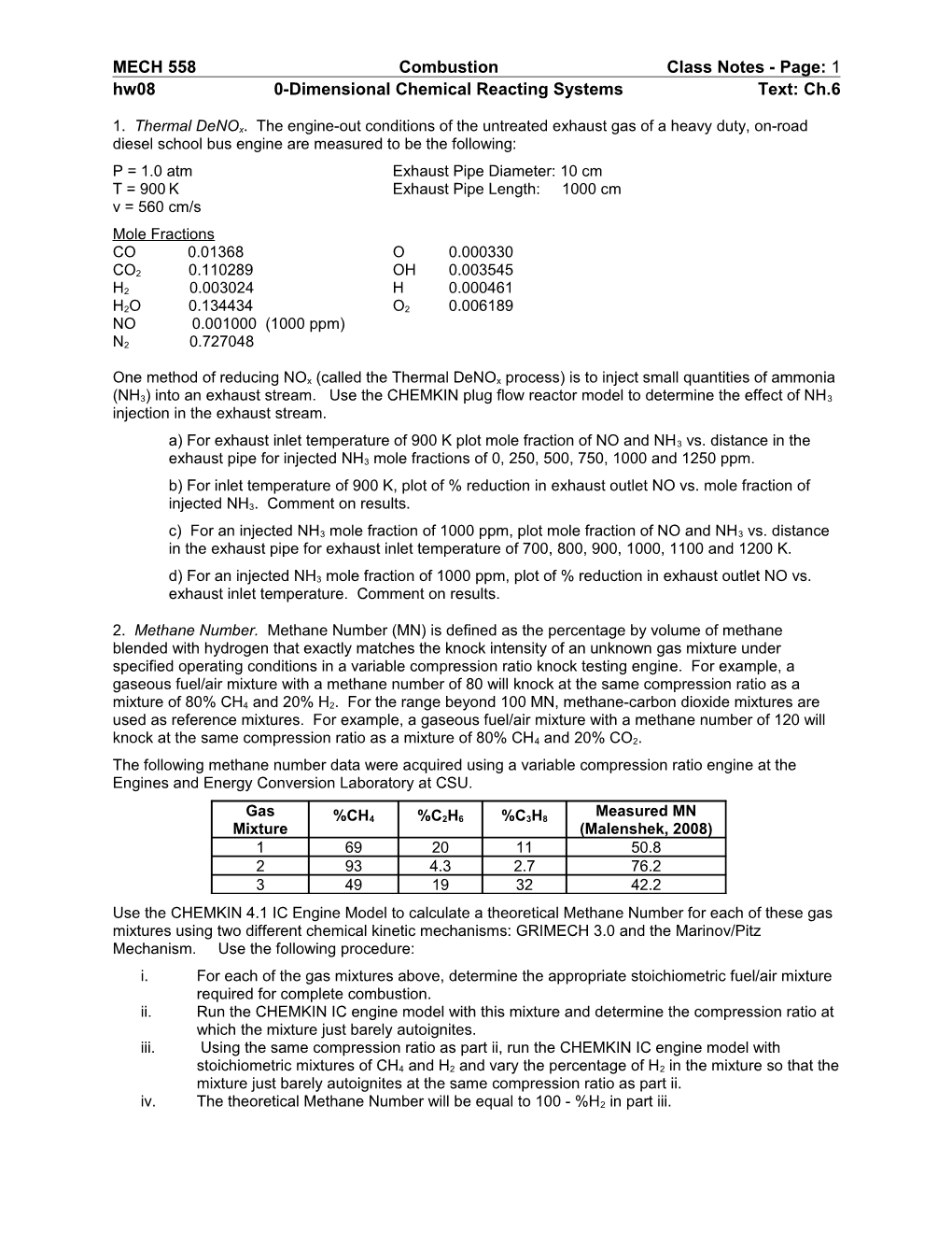 MECH 558 Combustion Class Notes - Page: 1 s1